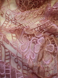 Dusky Pink Embroidered Lace - Nyla -Elegance in Lace PinkLace Nyla CloseUp