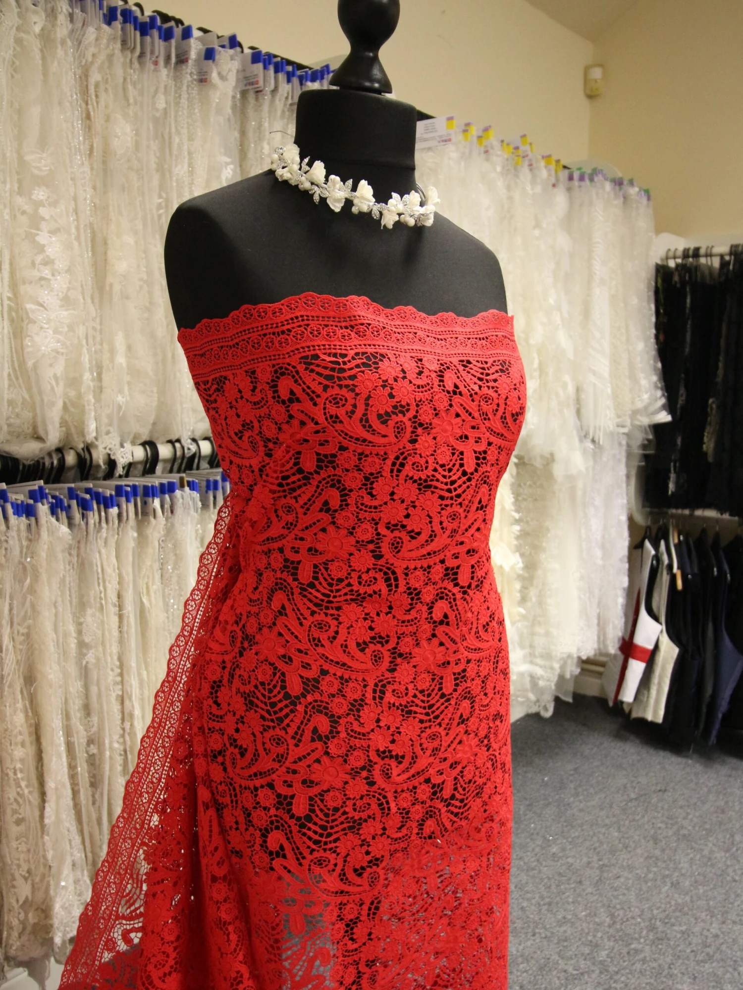 Red Guipure Lace - Finola 6 Red Guipure Lace - Finola - Image 4