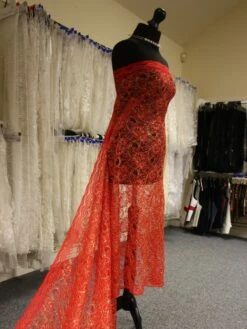 Red Raschel Lace - Kris -Elegance in Lace RedandGoldLace Kris 1