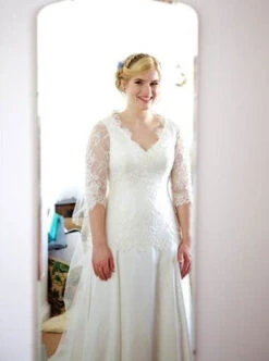 White Corded Lace - Sarah -Elegance in Lace SarahLacedress3bySophieMatlock