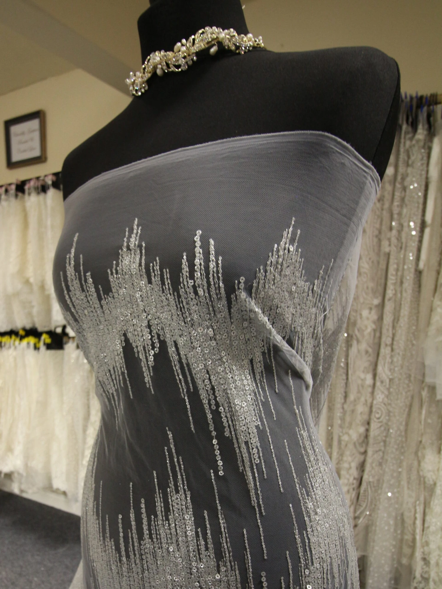 Silver Sequined Lace - Twilight 4 Silver Sequined Lace - Twilight - Image 2