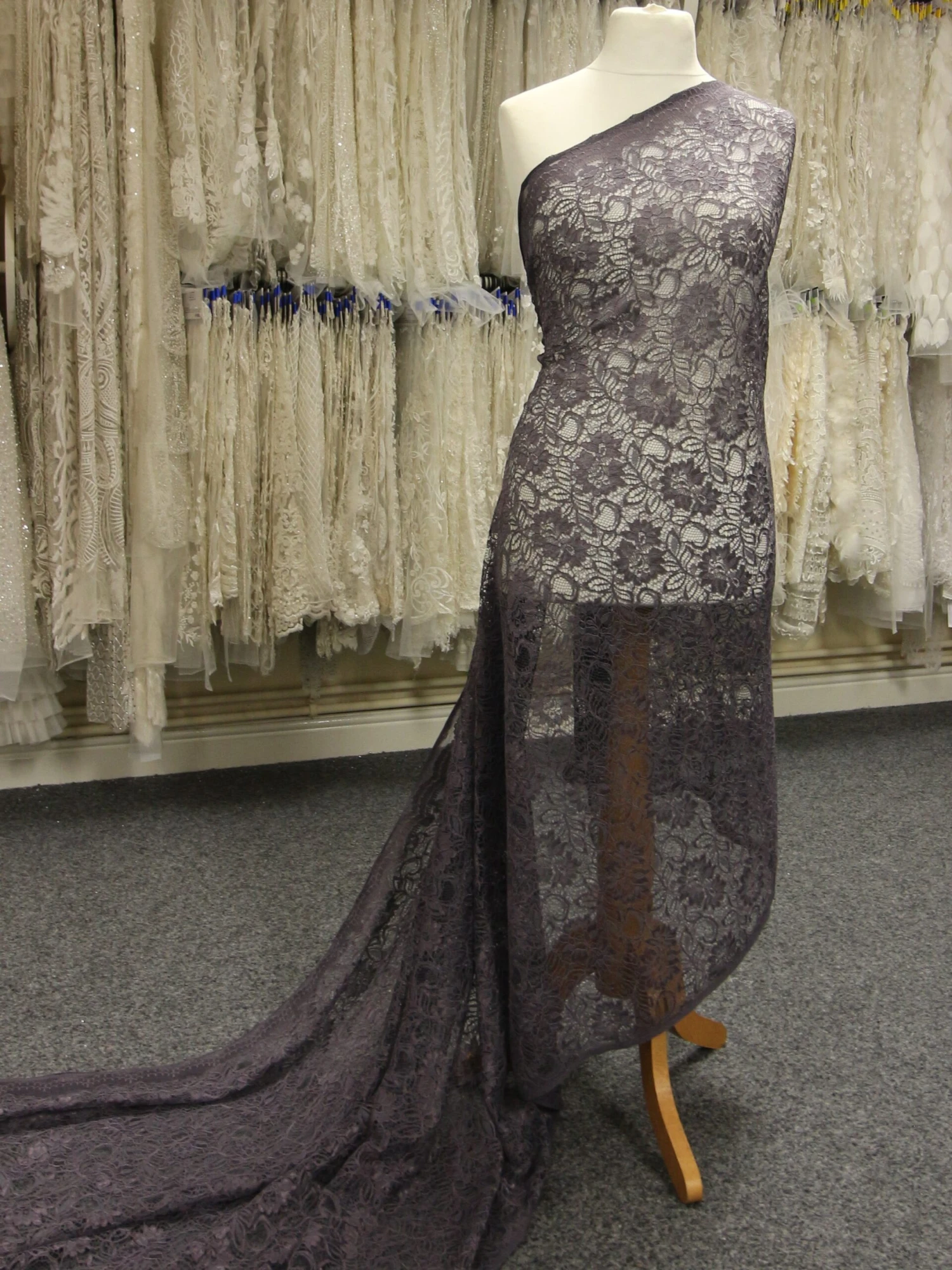 Steel Grey Corded Lace - Sinead 3 Steel Grey Corded Lace - Sinead