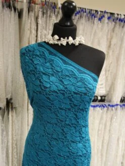 Teal Stretch Glitter Lace - Vindication -Elegance in Lace TealLace Vindication 1