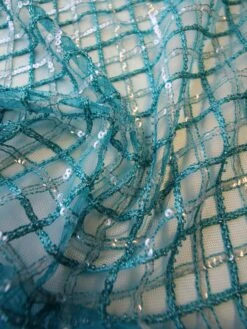 Turquoise Sequinned Lace - Odelia -Elegance in Lace TurquoiseBeadedLace Odelia Closeup