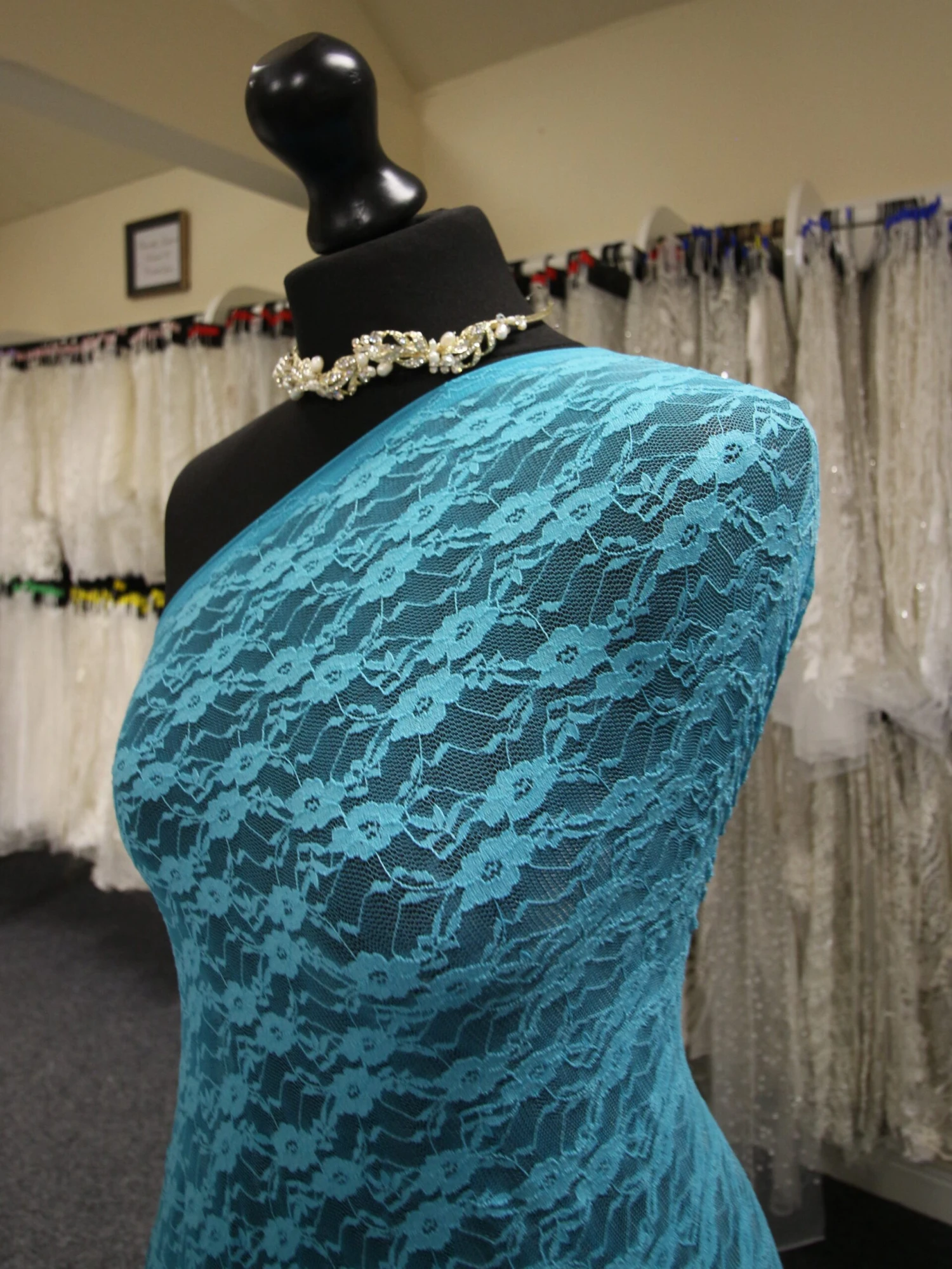 Turquoise Stretch Lace - Yvonne 4 Turquoise Stretch Lace - Yvonne - Image 2