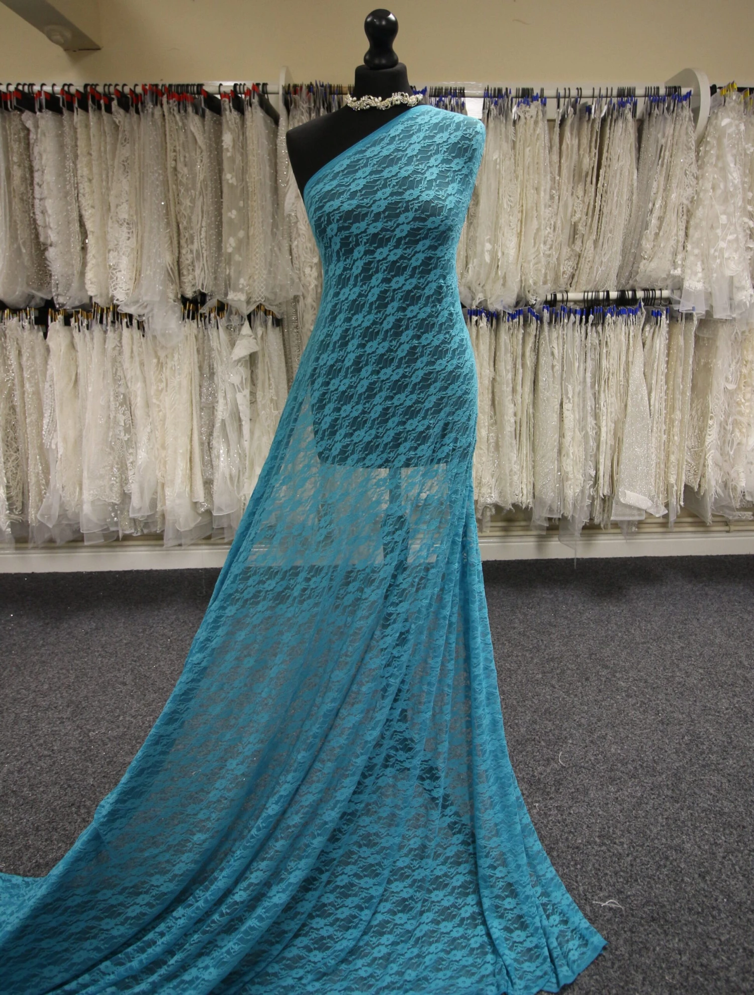 Turquoise Stretch Lace - Yvonne 3 Turquoise Stretch Lace - Yvonne