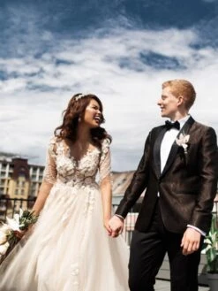 Champagne Beaded Flower Lace - Blake 23 Champagne Beaded Flower Lace - Blake -Elegance in Lace WeddingDressmadeusingBlakelace