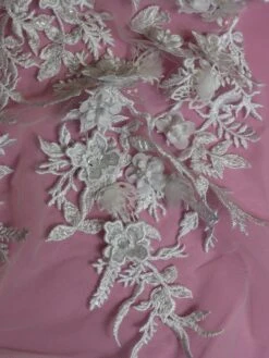 White Embroidered 3D Lace - Abiona 20 White Embroidered 3D Lace - Abiona -Elegance in Lace WhiteAbionaLace Closeup
