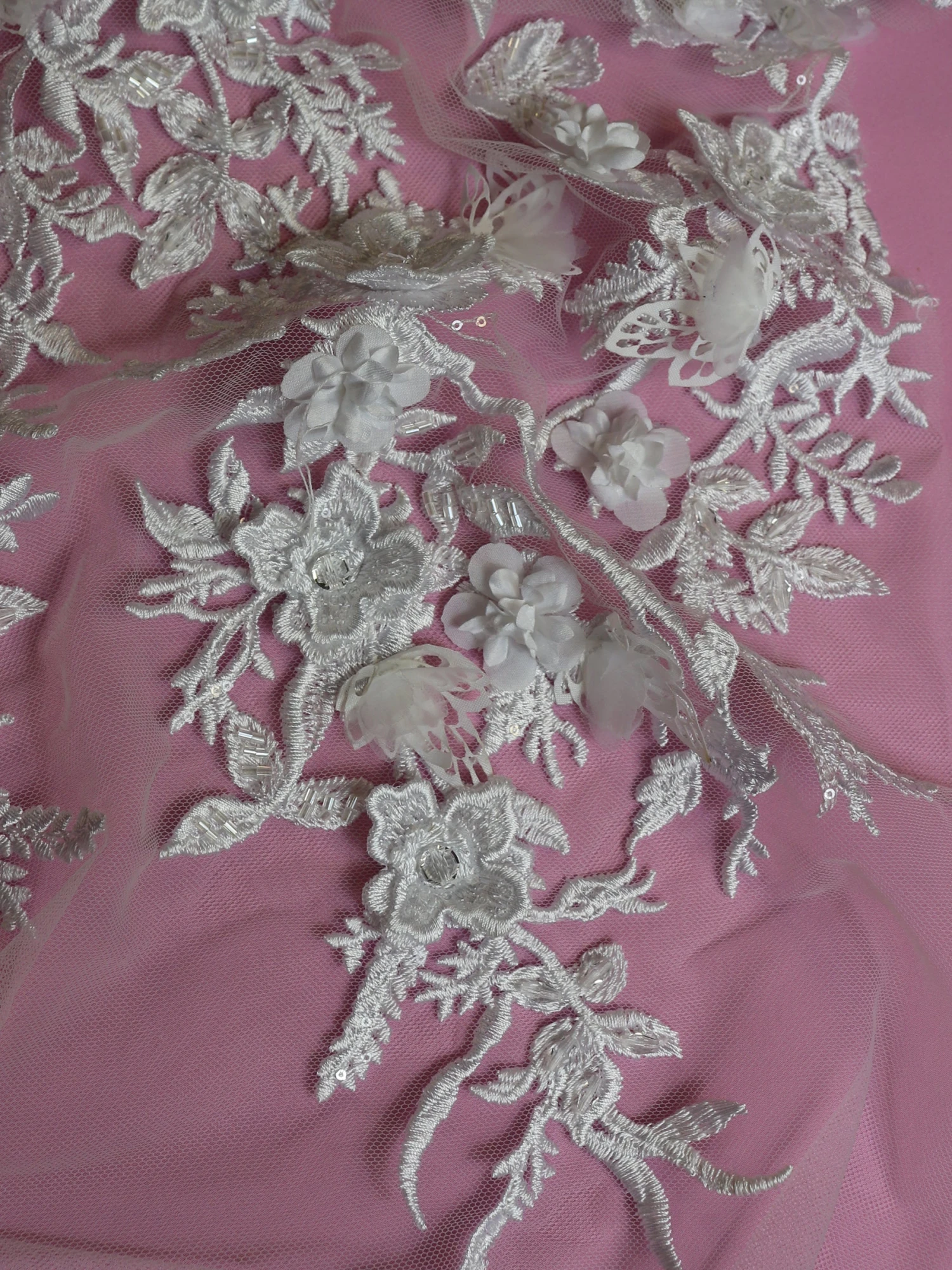 White Embroidered 3D Lace - Abiona 6 White Embroidered 3D Lace - Abiona - Image 4