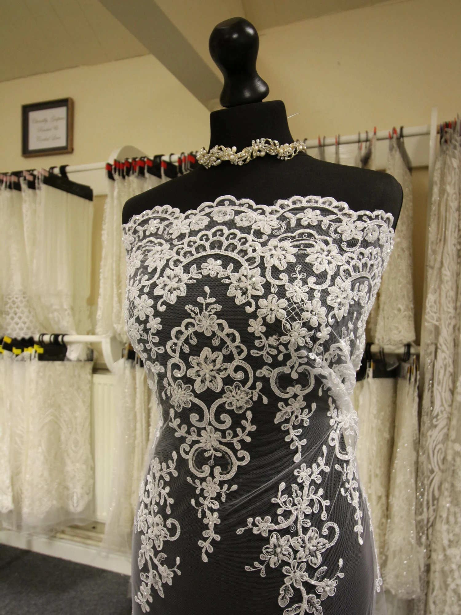 White Beaded Lace - Alexandra 9 White Beaded Lace - Alexandra - Image 7