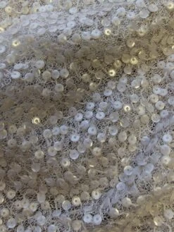 White Sequin Fabric - Moondust -Elegance in Lace WhiteSequinnedLace Moondust