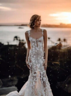 Ivory Beaded 3D Lace - Erwin -Elegance in Lace a sexy summer wedding dress that uses erwin lace