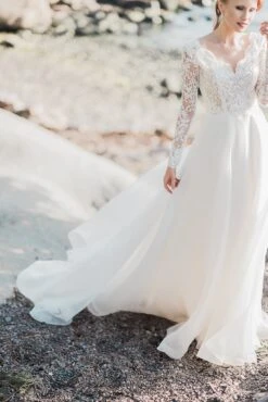 Ivory Beaded Lace – Ava -Elegance in Lace a wedding dress made using ava lace