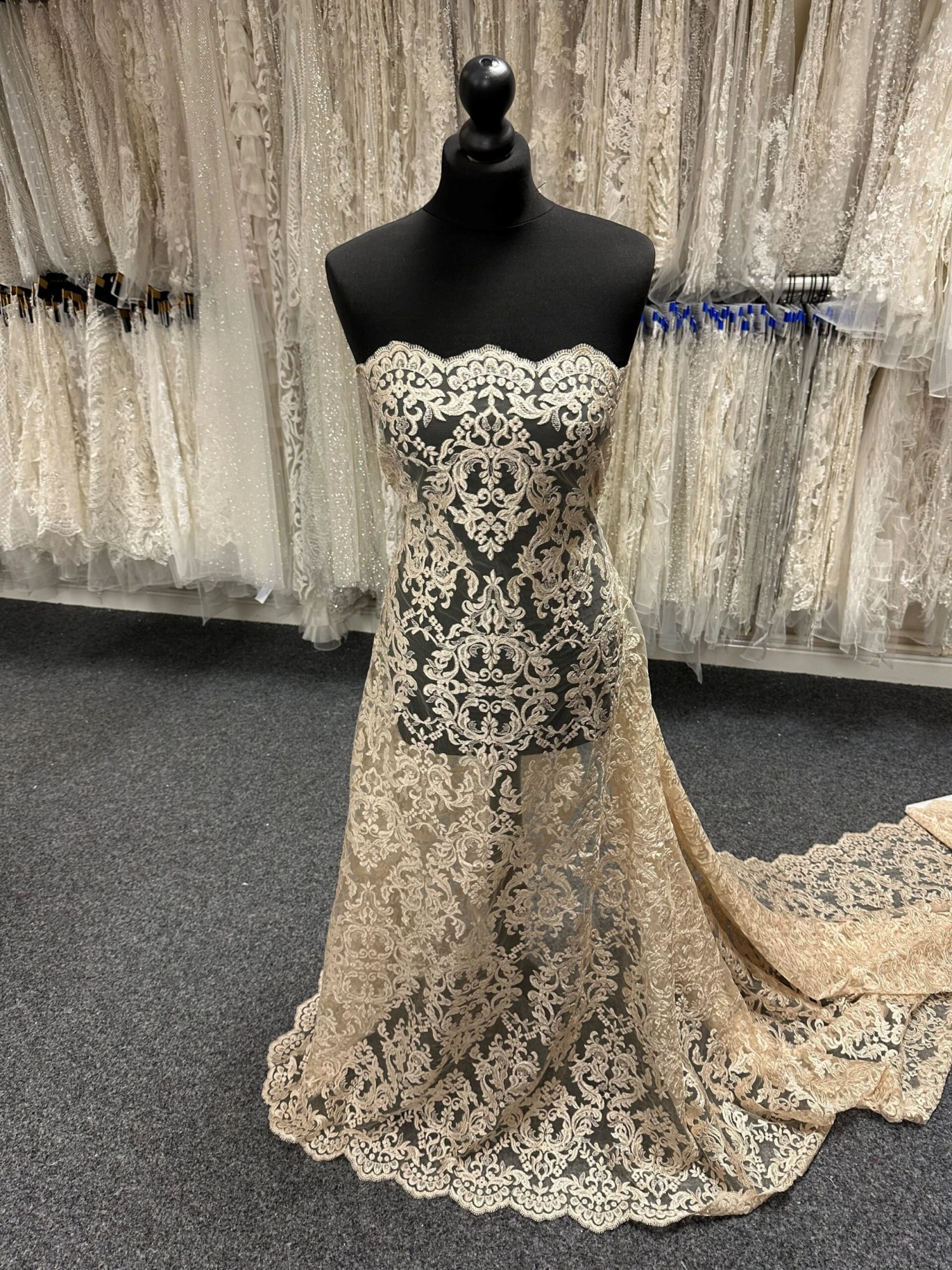 Champagne Sequinned Embroidery Lace - Albany 3 Champagne Sequinned Embroidery Lace - Albany