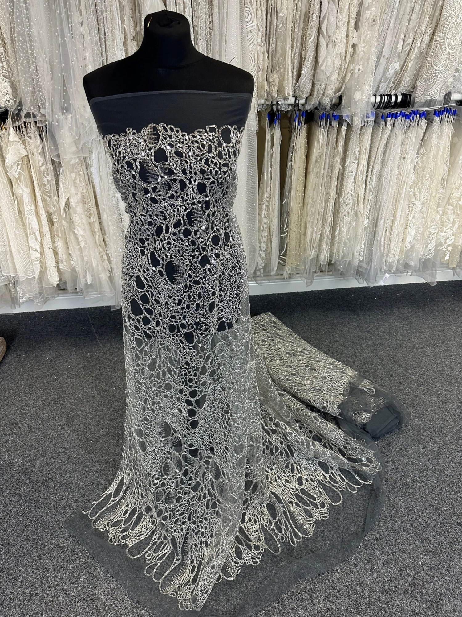 Silver Corded Lace - Raven 3 Silver Corded Lace - Raven