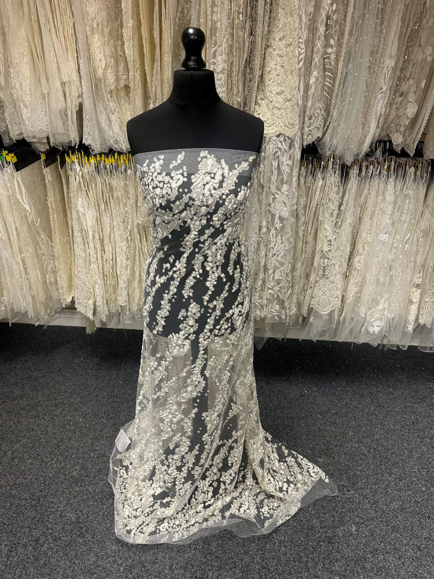 Ivory Glitter 3D Lace - Murdina 3 Ivory Glitter 3D Lace - Murdina