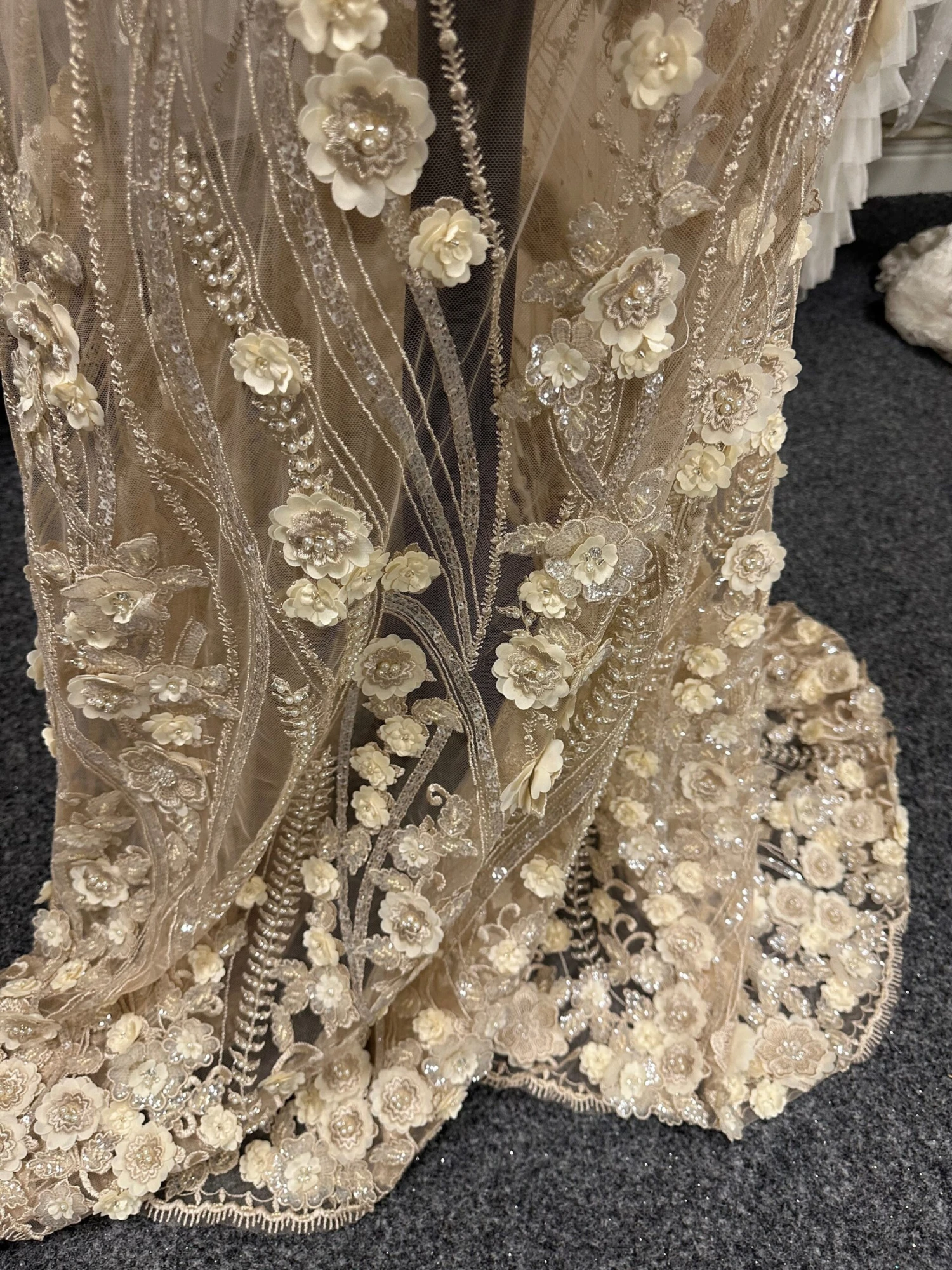 Champagne Beaded Flower Lace - Blake 20 Champagne Beaded Flower Lace - Blake - Image 18