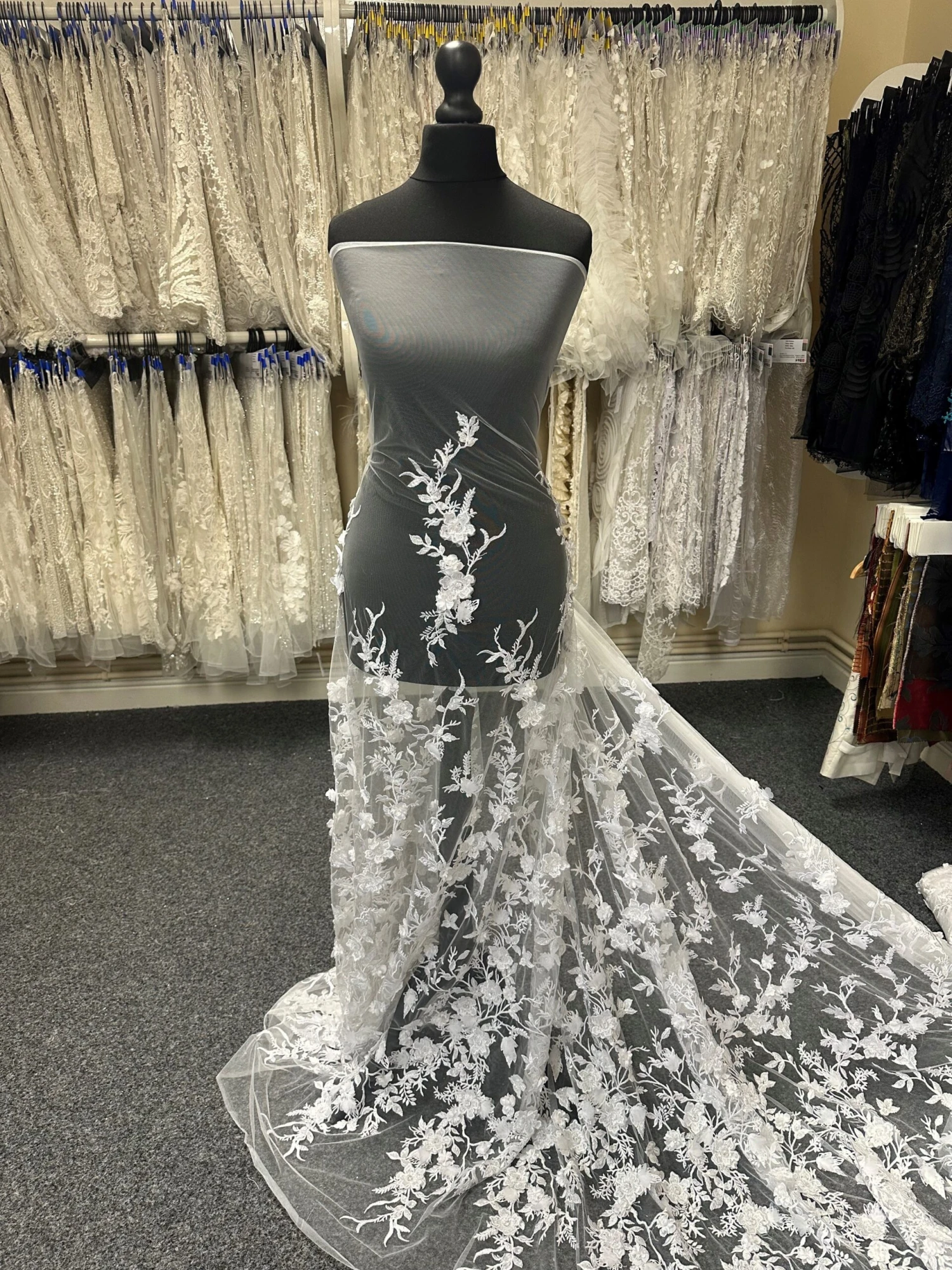 White Embroidered 3D Lace - Abiona 3 White Embroidered 3D Lace - Abiona