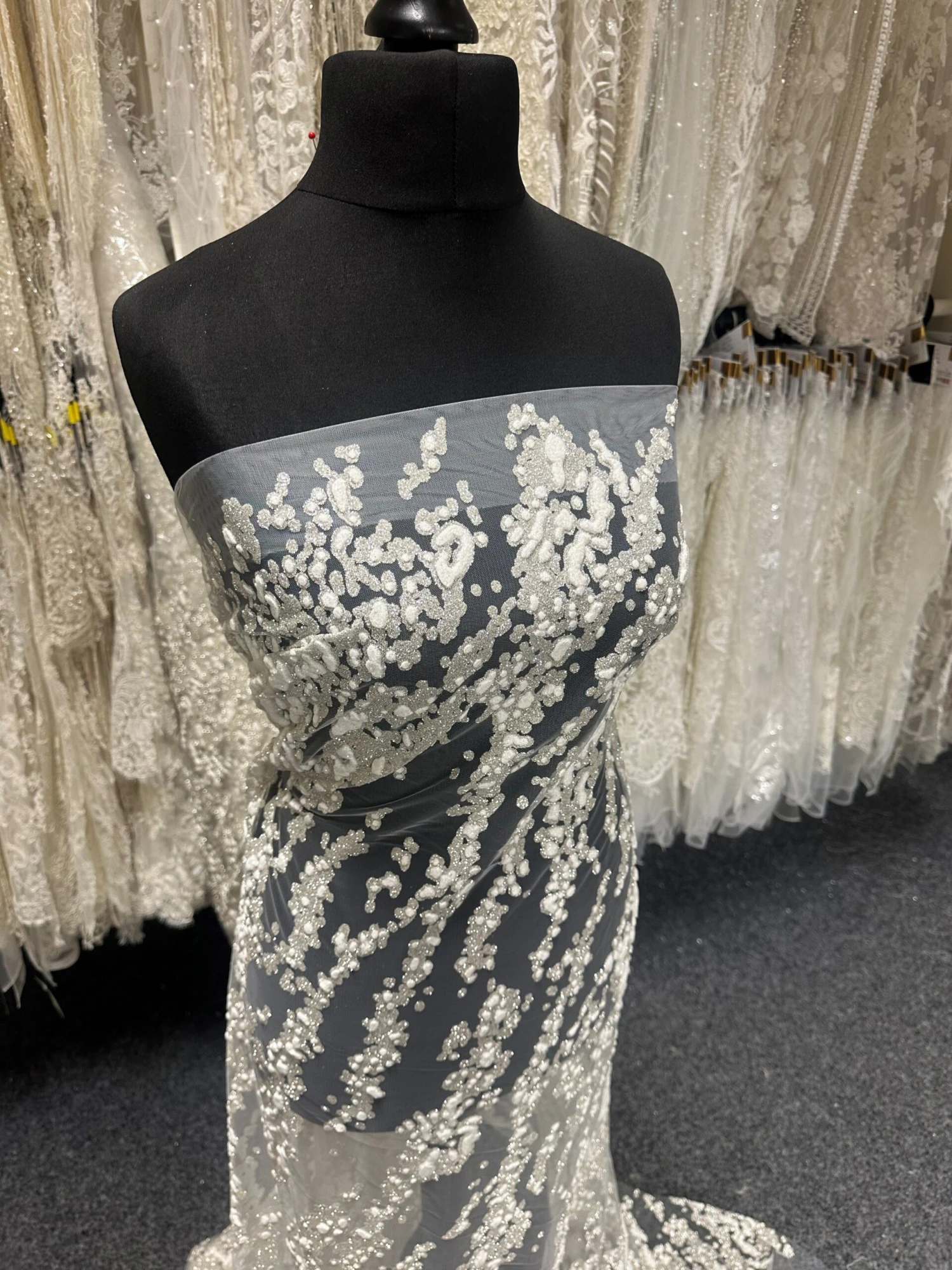 Ivory Glitter 3D Lace - Murdina 8 Ivory Glitter 3D Lace - Murdina - Image 6