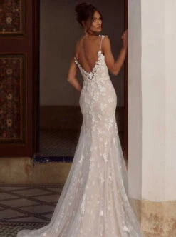 Ivory Beaded 3D Lace - Erwin -Elegance in Lace back of dress using erwin lace