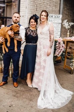 Ivory Beaded Lace - Nicole -Elegance in Lace beautiful blush wedding dress using ivory beaded