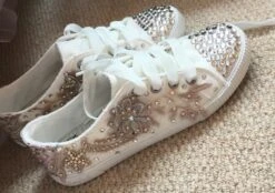 Blush Beaded Lace - Renata -Elegance in Lace bespoke bridal pumps 1