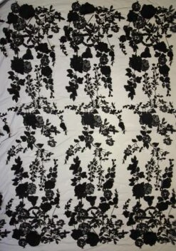 Black 3D Lace - Meghan -Elegance in Lace black 3d embroidered lace meghan full width