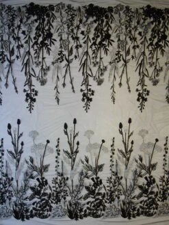 Black & Silver Embroidered Lace - Garbina -Elegance in Lace black and silver embroidered lace garbina full width