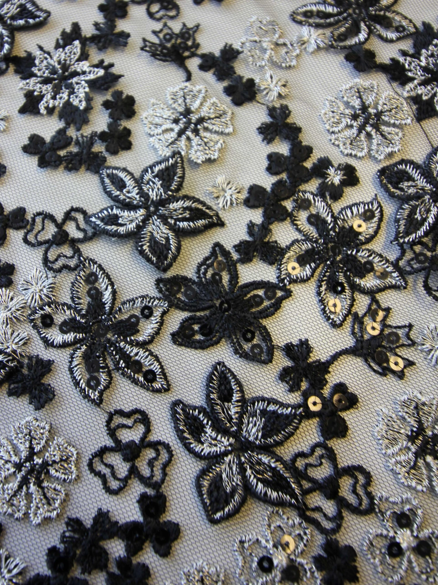 Black & Silver Embroidered Lace - Ernestine 10 Black & Silver Embroidered Lace - Ernestine - Image 8