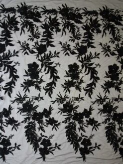 Black Sequinned Embroidery Lace - Gaynor -Elegance in Lace black corded and sequinned lace gaynor full width