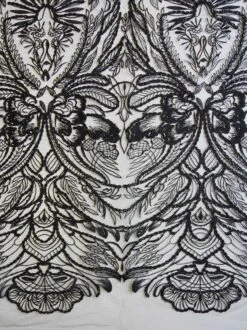 Black Embroidered Lace - Immaculata -Elegance in Lace black corded sequinned lace immaculata