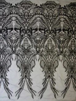 Black Embroidered Lace - Immaculata -Elegance in Lace black corded sequinned lace immaculata full width