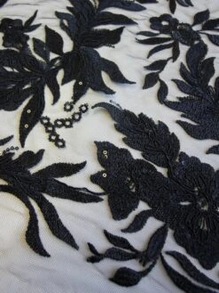 Black Sequinned Embroidery Lace - Gaynor -Elegance in Lace black embroidered lace gaynor close up