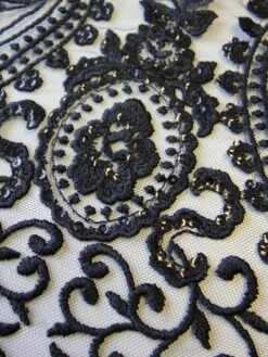 Black Embroidered Lace - Greer -Elegance in Lace black lace greer close up