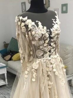 Champagne Beaded Flower Lace - Blake 34 Champagne Beaded Flower Lace - Blake -Elegance in Lace blakechdress1