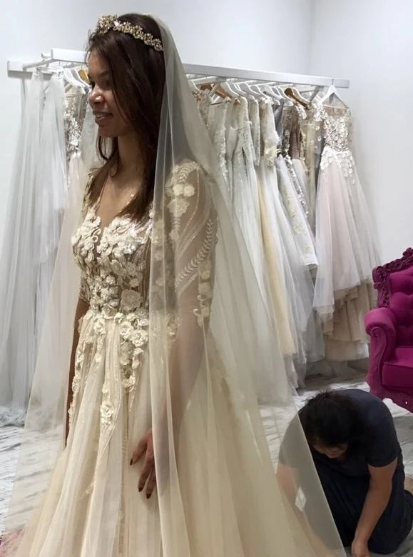 Champagne Beaded Flower Lace - Blake 6 Champagne Beaded Flower Lace - Blake - Image 4