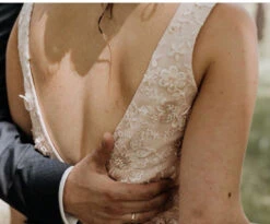 Blush Beaded Lace - Hildreth -Elegance in Lace blush pink wedding dress using 3d flower lace