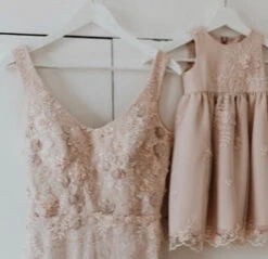 Blush Beaded Lace - Hildreth -Elegance in Lace blush pink wedding dress using 3d flower lace 3