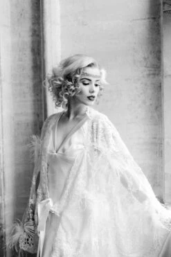 Ivory Beaded With White Feathers Lace - Chantelle -Elegance in Lace bowtieandbellephotography235