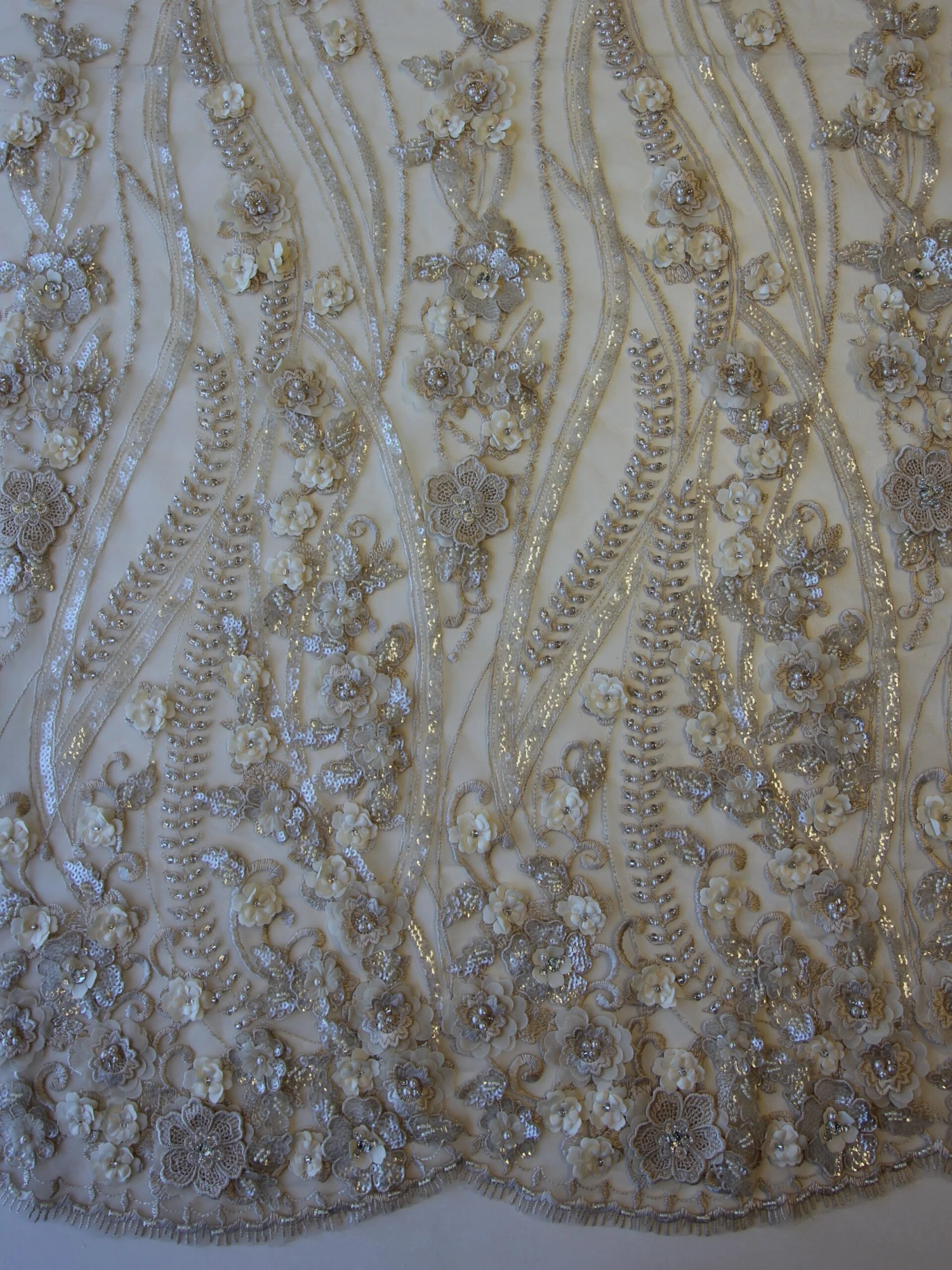 Champagne Beaded Flower Lace - Blake 19 Champagne Beaded Flower Lace - Blake - Image 17