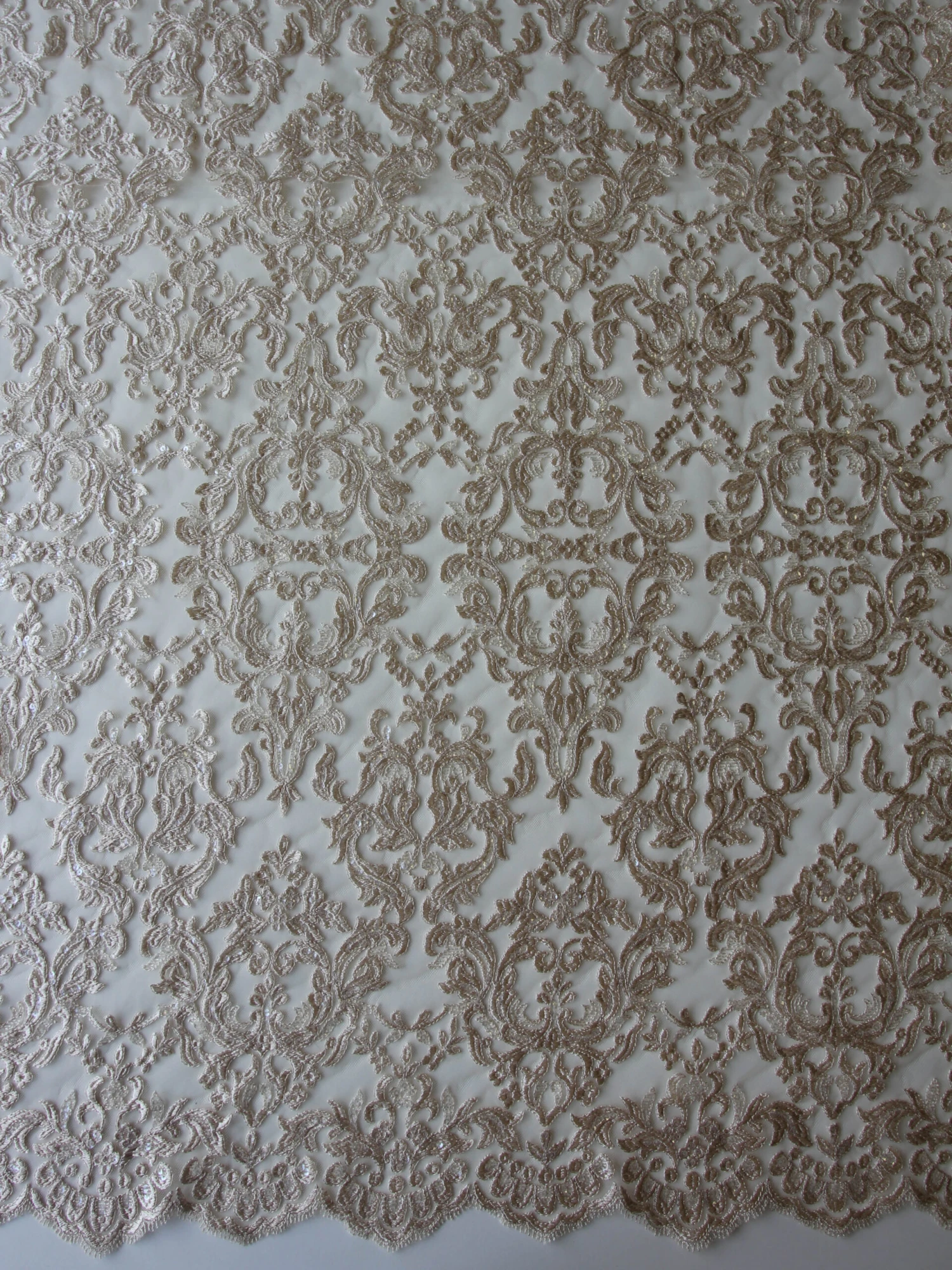 Champagne Sequinned Embroidery Lace - Albany 5 Champagne Sequinned Embroidery Lace - Albany - Image 3
