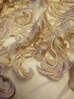 Champagne Embroidered Lace - Binta 12 Champagne Embroidered Lace - Binta -Elegance in Lace champagne embroidered lace binta close up