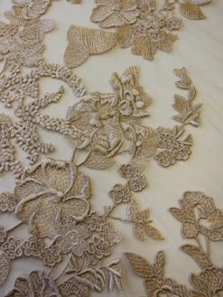 Champagne Embroidery Lace - Garbo -Elegance in Lace champagne embroidered lace garbo close up