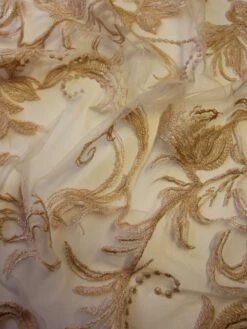 Champagne Embroidered Lace - Zarine -Elegance in Lace champagne embroidered lace zarine close up