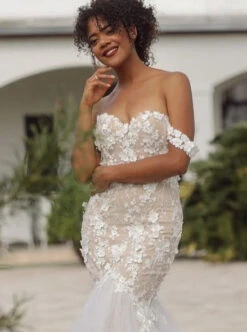 Ivory Beaded 3D Lace - Erwin -Elegance in Lace dress made out of erwin lace 2