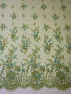 Green Beaded And Corded Lace - Cadence -Elegance in Lace green beaded lace cadence