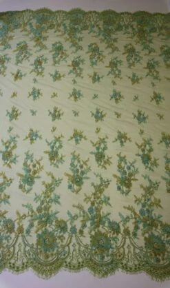 Green Beaded And Corded Lace - Cadence -Elegance in Lace green lace cadence full width