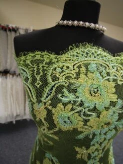 Green Beaded And Corded Lace - Cadence -Elegance in Lace greenbridallace cadence