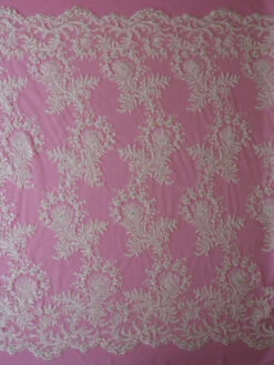 Ivory Beaded Lace - Cara -Elegance in Lace ivory beaded embroidered lace cara full width