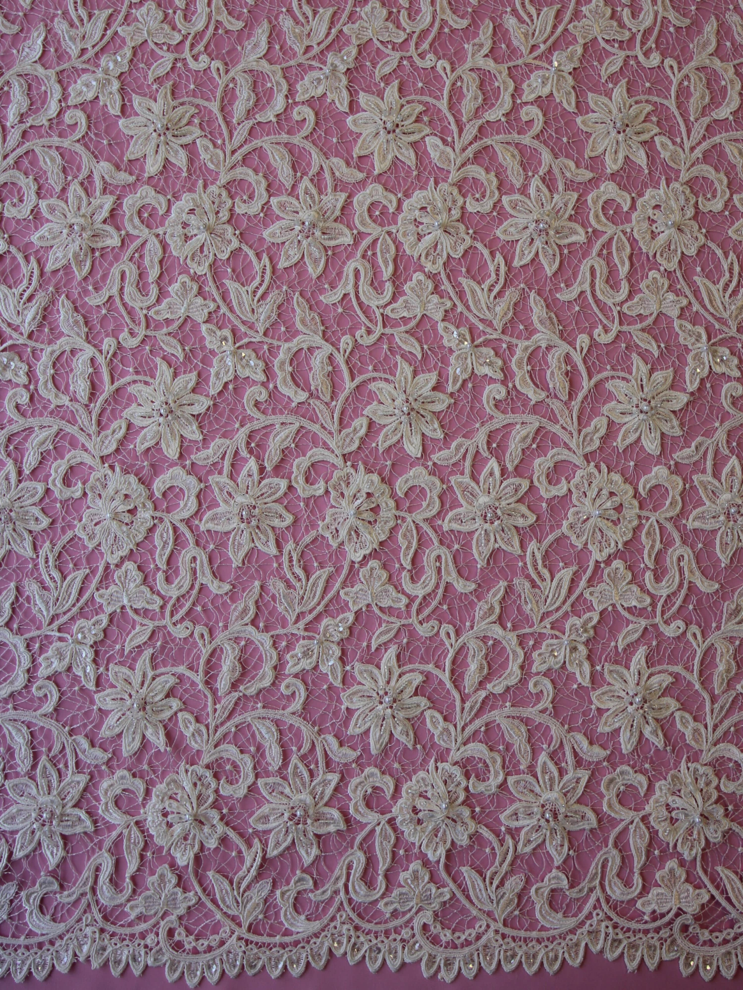 Ivory Beaded And Corded Lace - Elaine 5 Ivory Beaded And Corded Lace - Elaine - Image 3